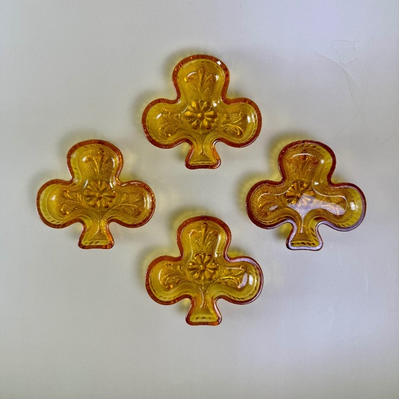 Tiara Sandwich Amber Glass Club Ashtray/Trinket Dish – Set of 4 - Picture 3 of 16